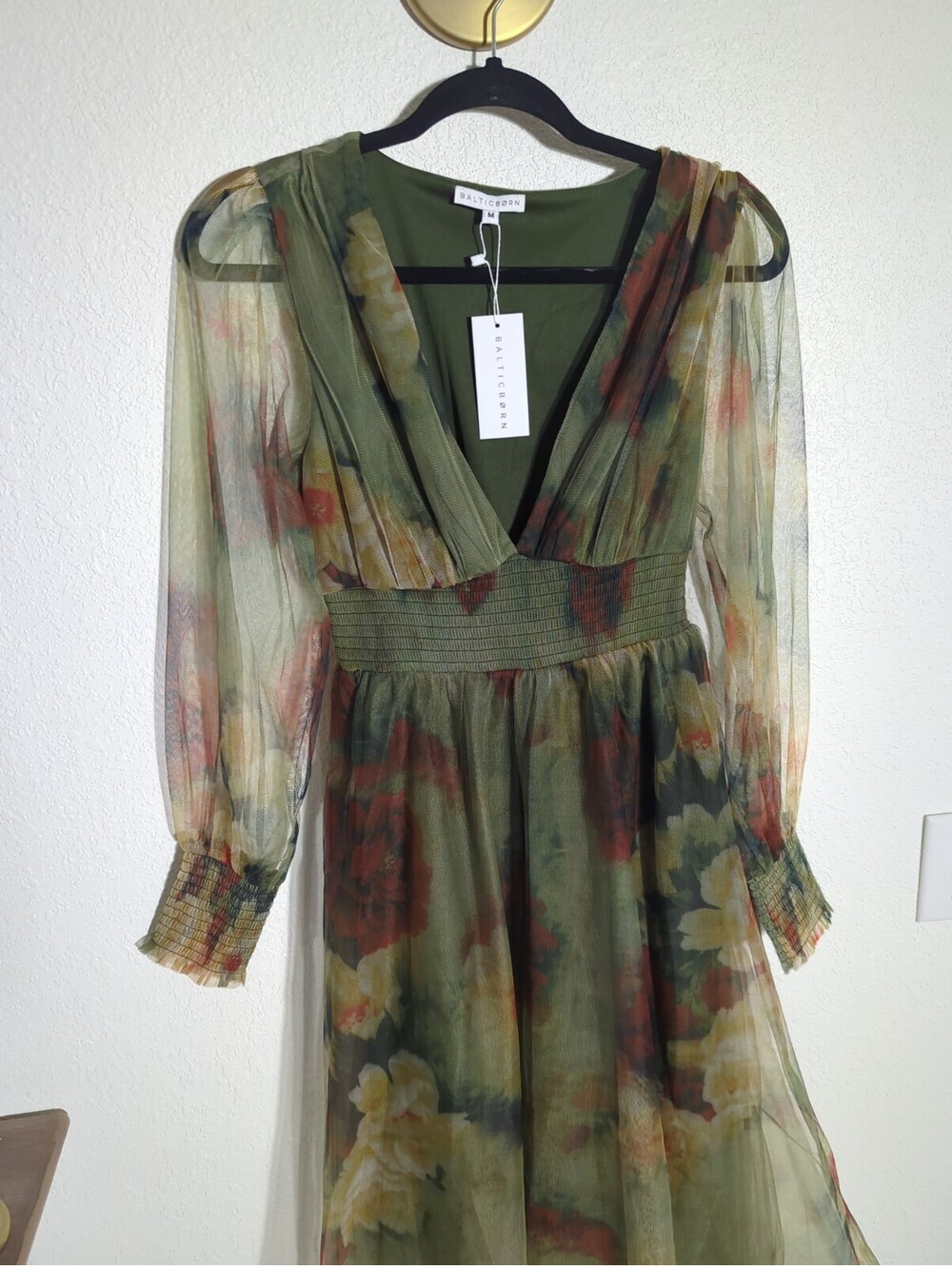 NWT Baltic Born Rustic Green Floral Layla Tulle Maxi Dress M Wedding Bridesmaid - Picture 7 of 11